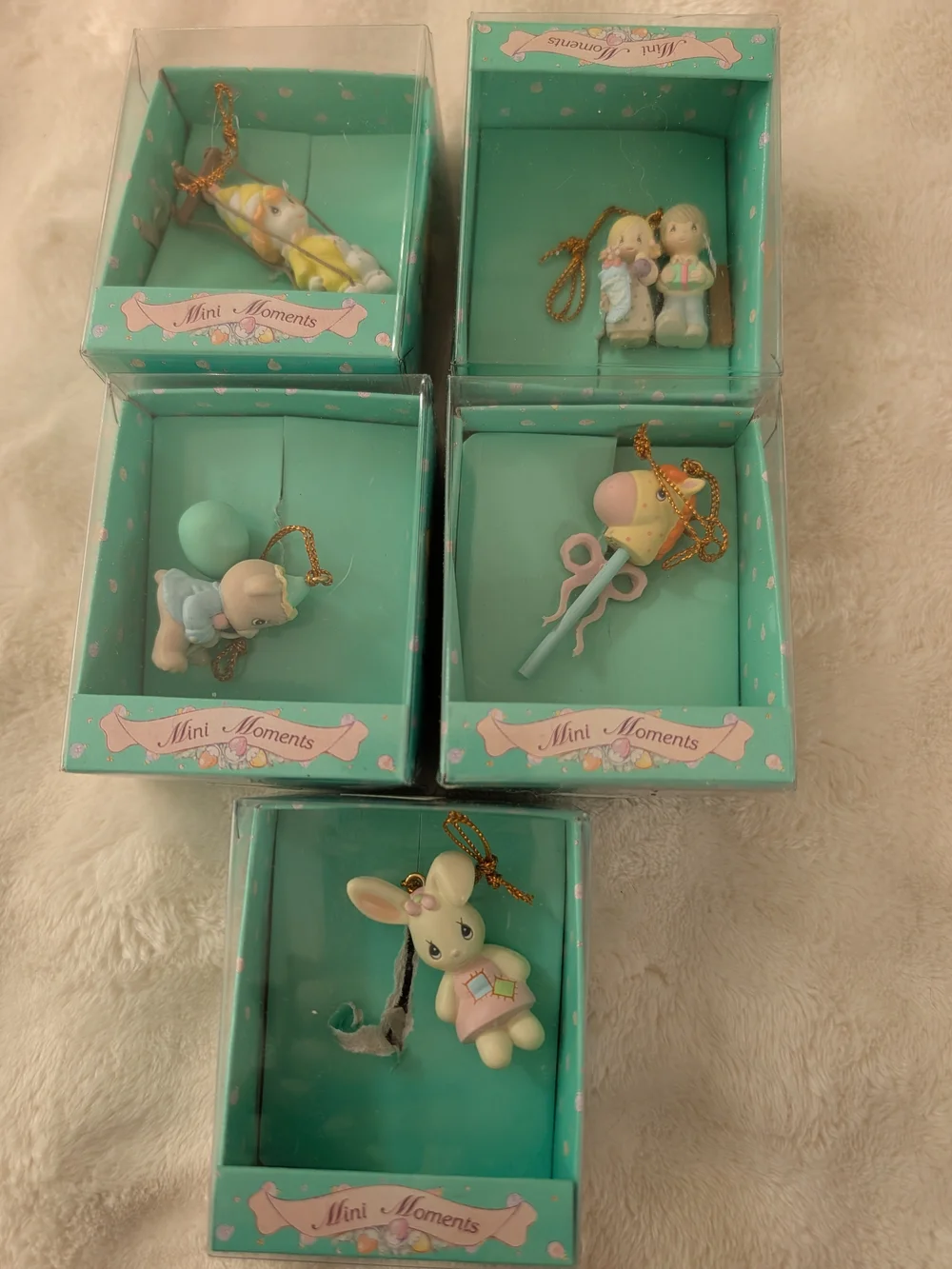 Precious Moments Mini Moments Ornament Lot of 5 Enesco Vintage Christmas
